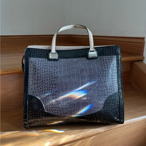 Guess Large Colorblock Shoulder Bag with Croc Texture - Picture 4 of 6